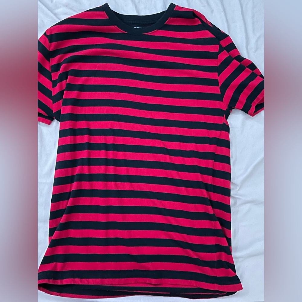 Hot topic red and black striped shirt